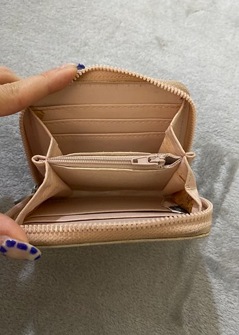 Bej Süet Kadın Fermuarlı Cüzdan - Görsel 6