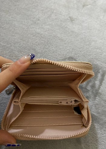 Bej Süet Kadın Fermuarlı Cüzdan - Görsel 5