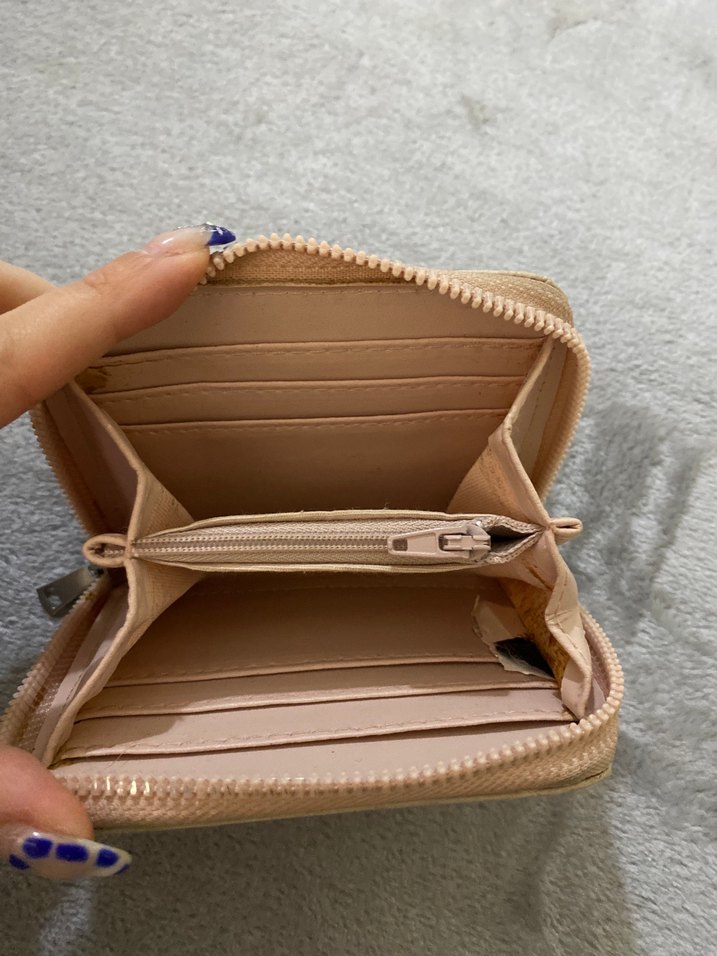 Bej Süet Kadın Fermuarlı Cüzdan - Görsel 4