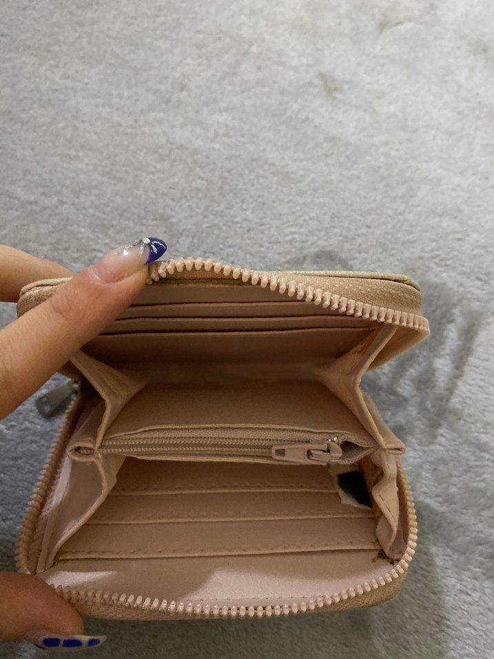 Bej Süet Kadın Fermuarlı Cüzdan - Görsel 5