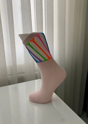 Kız Çocuk Çok Renkli Tie-Dye Desenli Çorap - Görsel 2