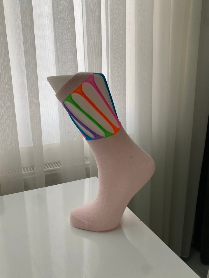 Kız Çocuk Çok Renkli Tie-Dye Desenli Çorap - Görsel 2