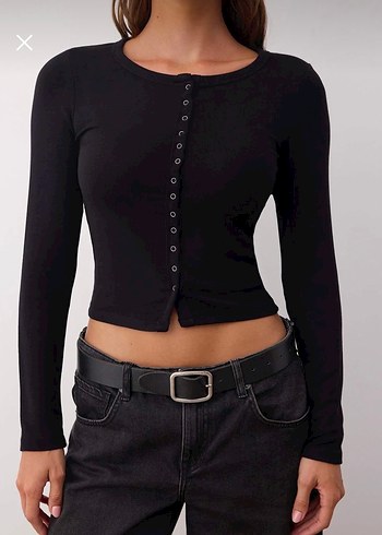 Düğmeli Siyah Kadın bluz - Görsel 3