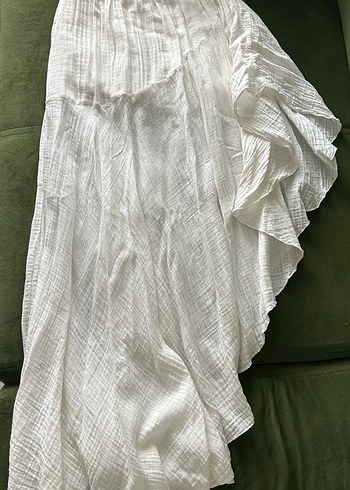 Uzun Beyaz Bohem Kadın plaj Elbise - Görsel 5