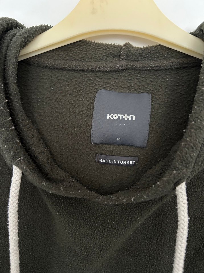 Koton Haki Kapüşonlu erkek Sweatshirt - Görsel 3