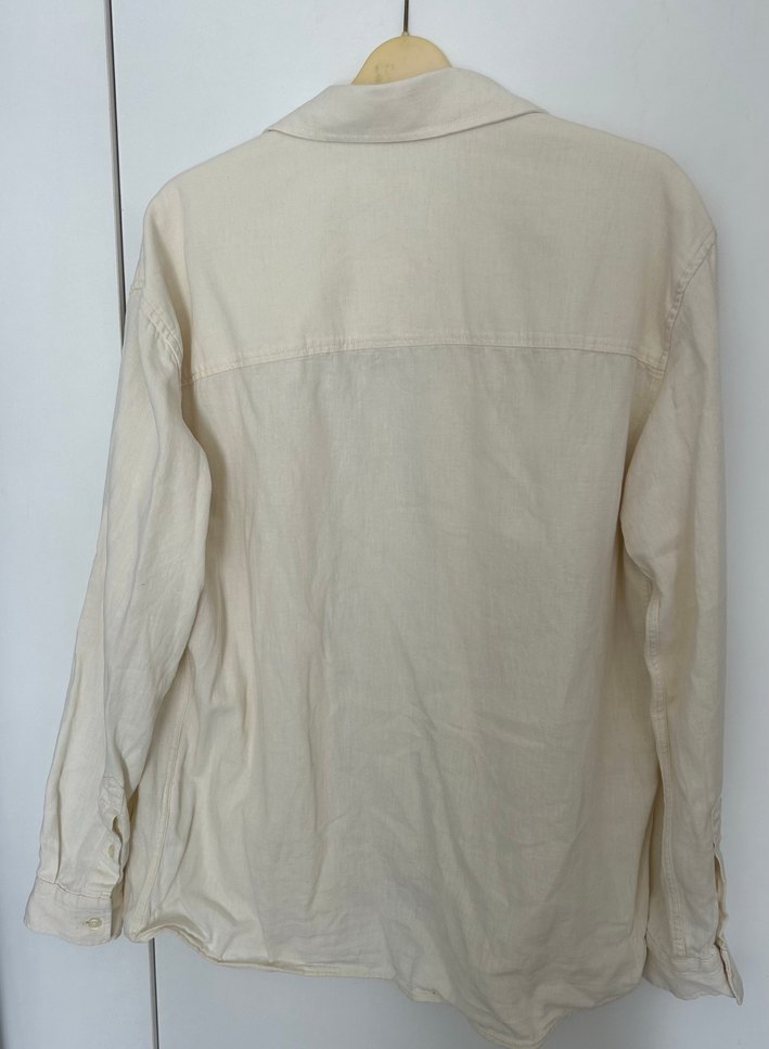 Mavi Erkek Krem Renk Keten Gömlek - Görsel 3