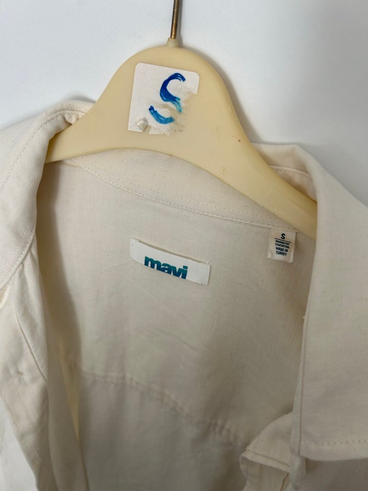 Mavi Erkek Krem Renk Keten Gömlek - Görsel 2