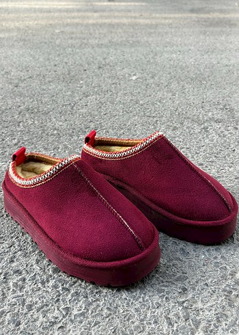 Bordo KADIN Peluş Detaylı Sıcak Terlik