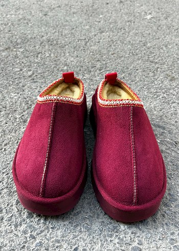 37 Beden Bordo KADIN Peluş Detaylı Sıcak Terlik
