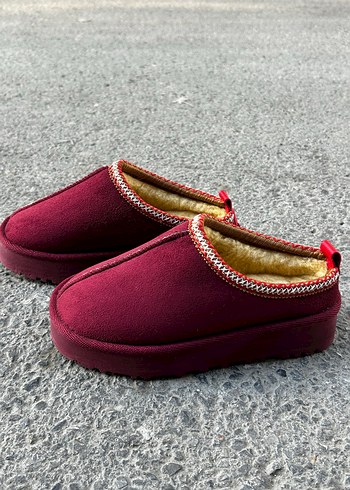 37 Beden bordo Renk Bordo KADIN Peluş Detaylı Sıcak Terlik
