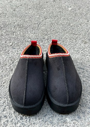 37 Beden Nakışlı Siyah Kadın Sıcak Terlikler Velcro