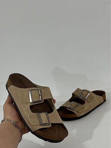 Birkenstock BEJ SÜET ÇİFT TOKA TERLİK