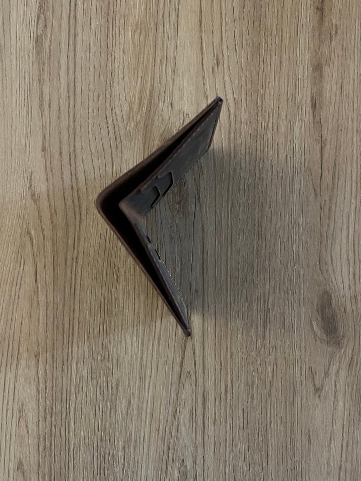 Koyu Kahverengi El Yapımı Deri Cüzdan - Görsel 2