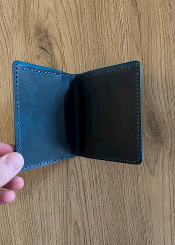 Turkuaz El Yapımı Deri Cüzdan - Görsel 3