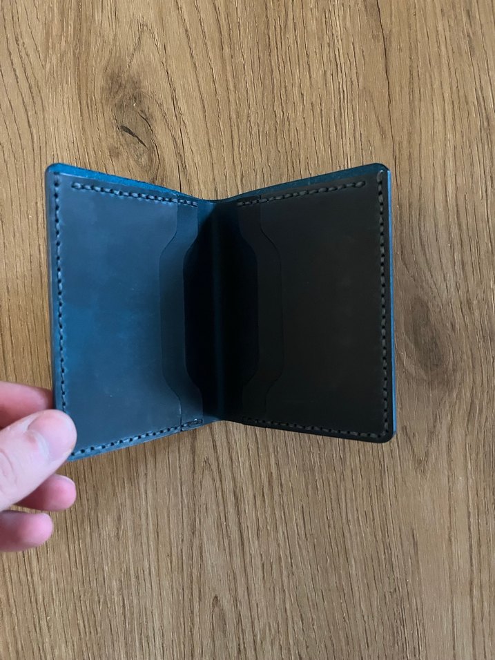 Turkuaz El Yapımı Deri Cüzdan - Görsel 3