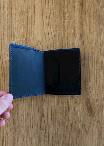 Mavi Renk El Yapımı Deri Cüzdan - Görsel 3