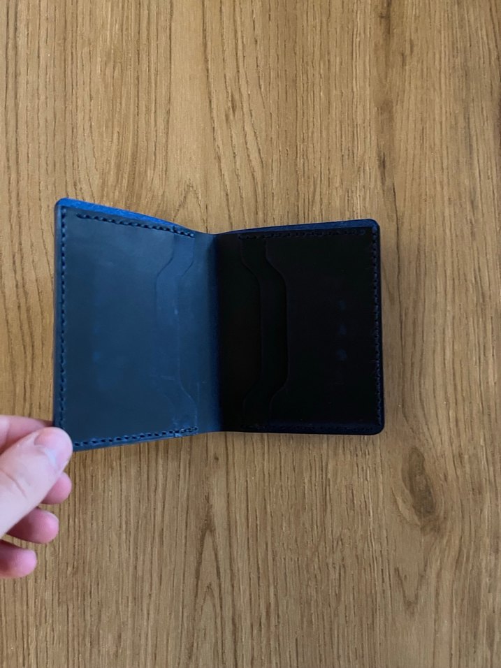 Mavi Renk El Yapımı Deri Cüzdan - Görsel 3