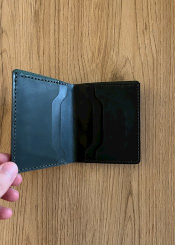 Yeşil El Yapımı Deri Cüzdan - Görsel 3