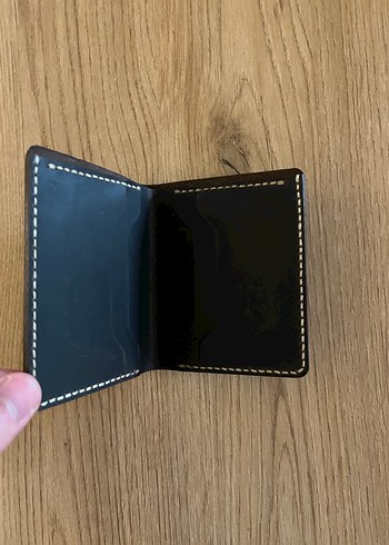 Koyu Kahverengi El Yapımı Deri Cüzdan - Görsel 3