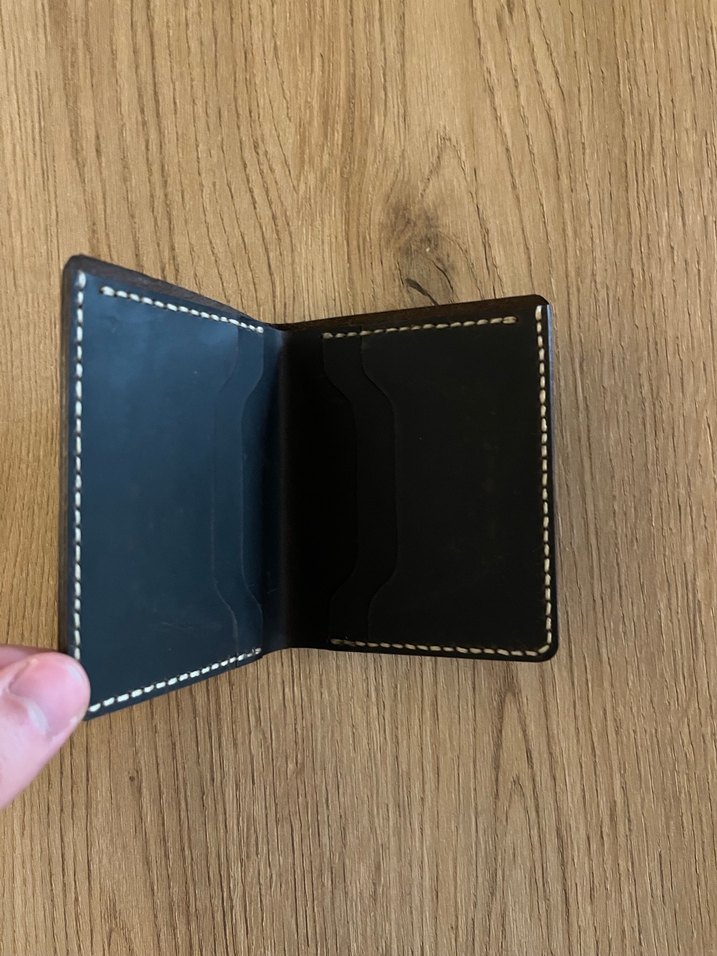 Koyu Kahverengi El Yapımı Deri Cüzdan - Görsel 3