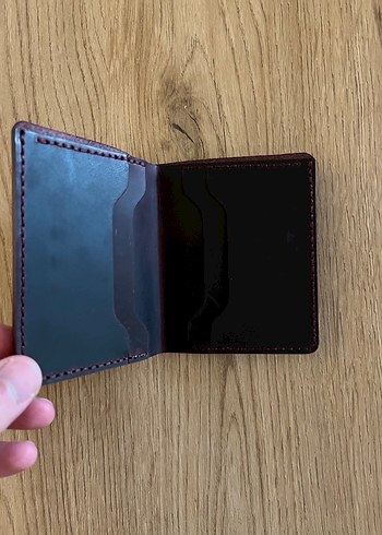 Bordo El Yapımı Deri Cüzdan - Görsel 3