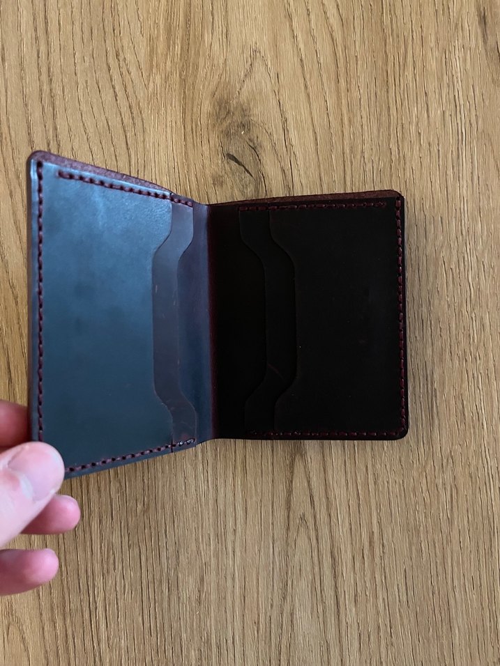 Bordo El Yapımı Deri Cüzdan - Görsel 3