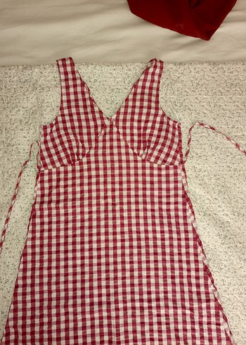 Asos bordo ekoseli asis elbise
