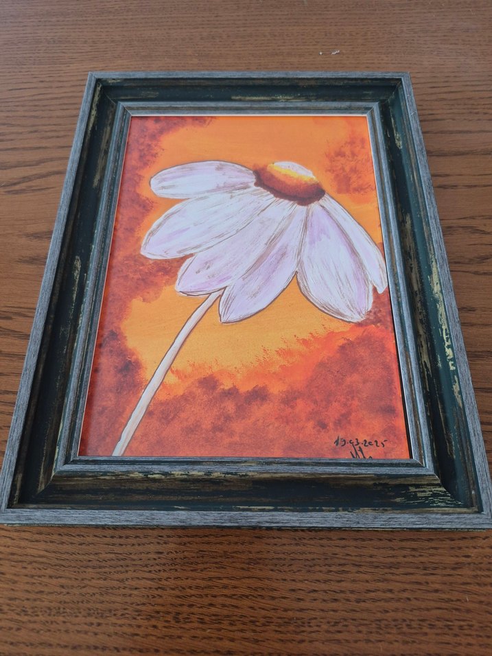 Akrilik  Beyaz Papatya Tablosu - Görsel 2