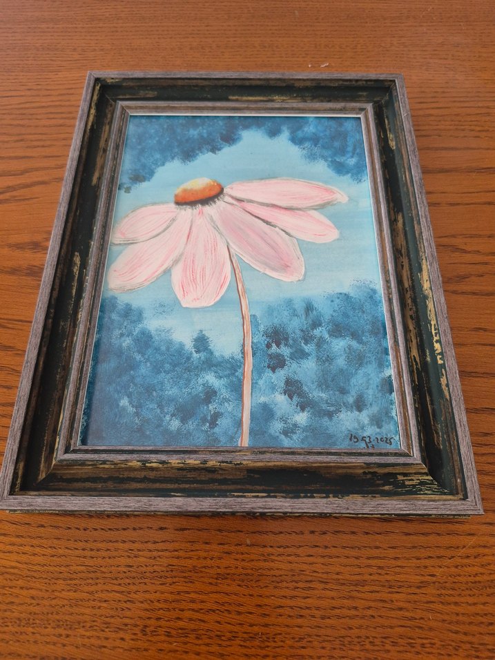 Akrilik Mavi  Pastel Çiçek Tablosu - Görsel 2