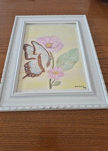 Pastel Tonlarda Kelebek ve Çiçek Resmi - Görsel 2