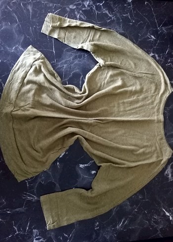 Diğer Y2k grunge haki ince kazak Uzun Kollu