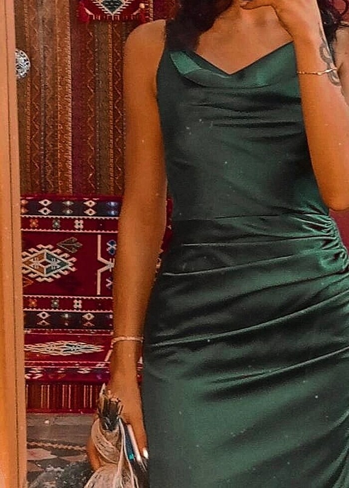 Drapeli midi abiye - Görsel 2