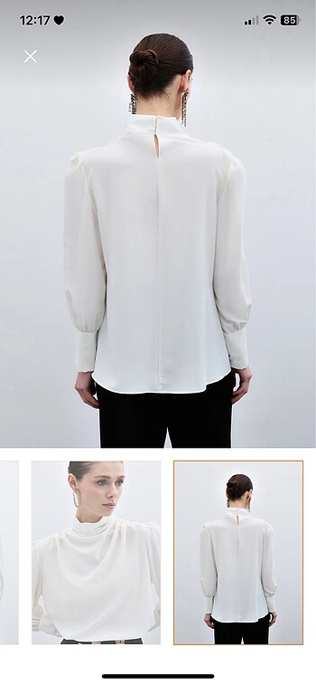 Drape detaylı ekru bluz
