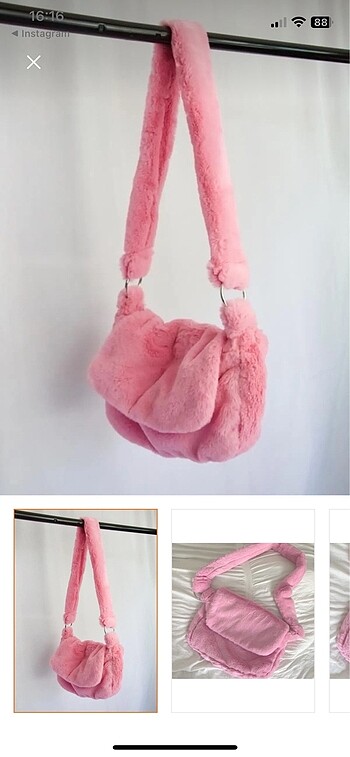 Fluffy cindy pink peluş postacı çapraz çanta