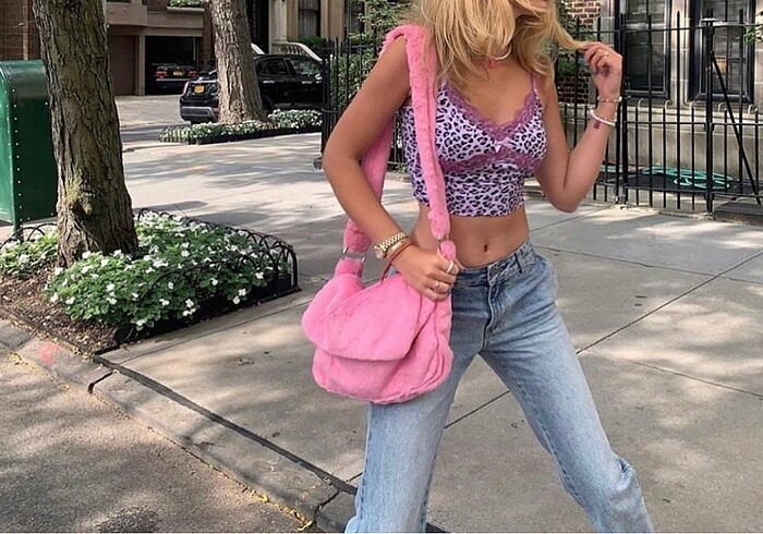 Diğer Fluffy cindy pink peluş postacı çapraz çanta