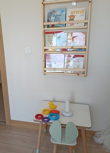 Montessori ahşap çocuk kitaplık 