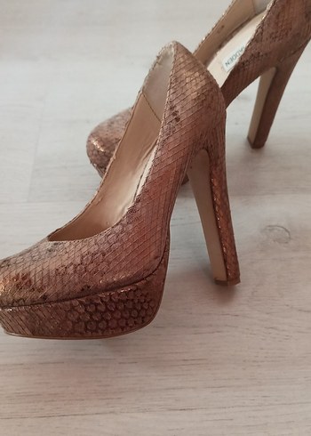 Bej Yılan Baskılı Platform Topuklu Kadın Ayakkabı - Görsel 3