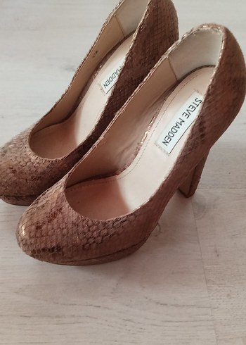 Bej Yılan Baskılı Platform Topuklu Kadın Ayakkabı - Görsel 2