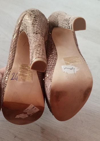 Bej Yılan Baskılı Platform Topuklu Kadın Ayakkabı - Görsel 4