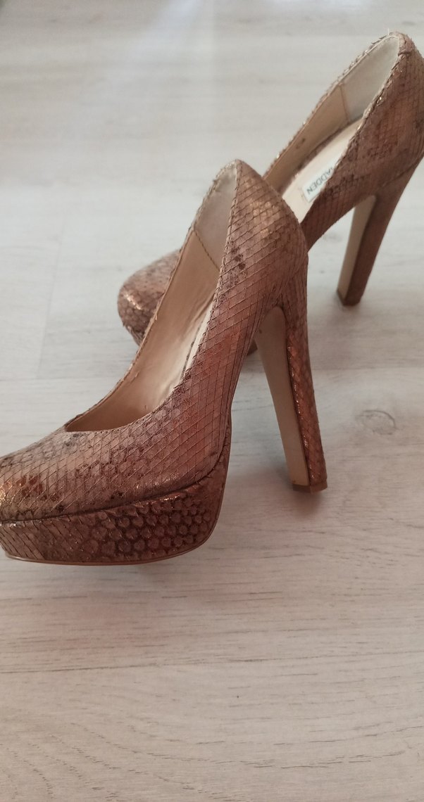 Bej Yılan Baskılı Platform Topuklu Kadın Ayakkabı - Görsel 3