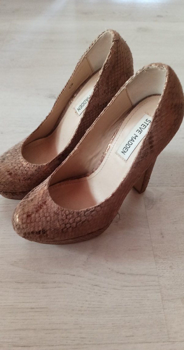 Bej Yılan Baskılı Platform Topuklu Kadın Ayakkabı - Görsel 2