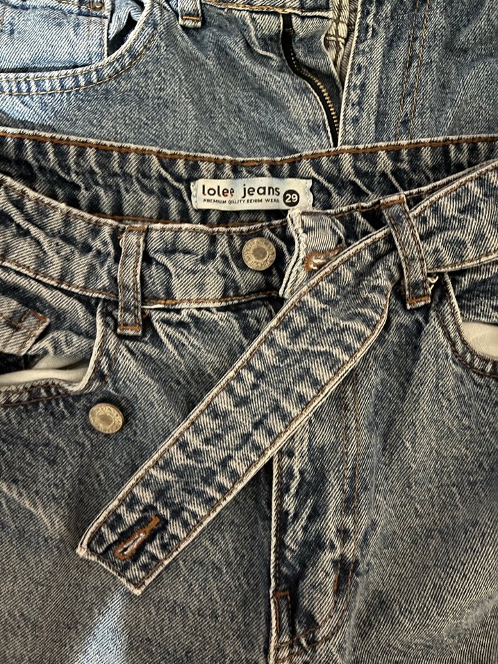 mavi mom jean kemer detaylı - Görsel 2