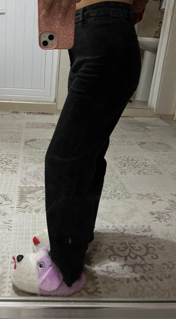 Siyah momjean pantolon - Görsel 2