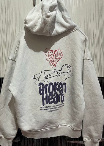 Beyaz Baskılı Kapüşonlu Sweatshirt - Görsel 2