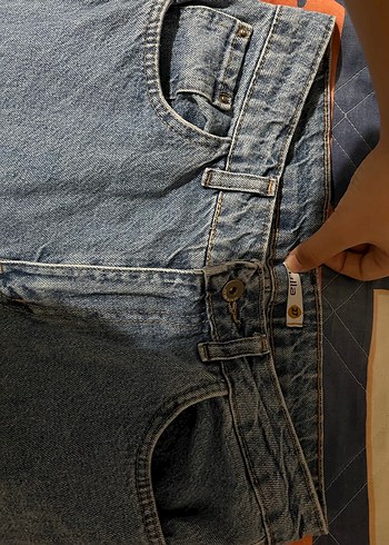 Düğmeli Rahat Kesim Midi Kot Pantolon - Görsel 2