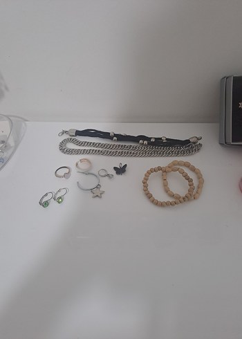 Diğer Gri Zincir Detaylı Bohem Kız Aksesuar Seti