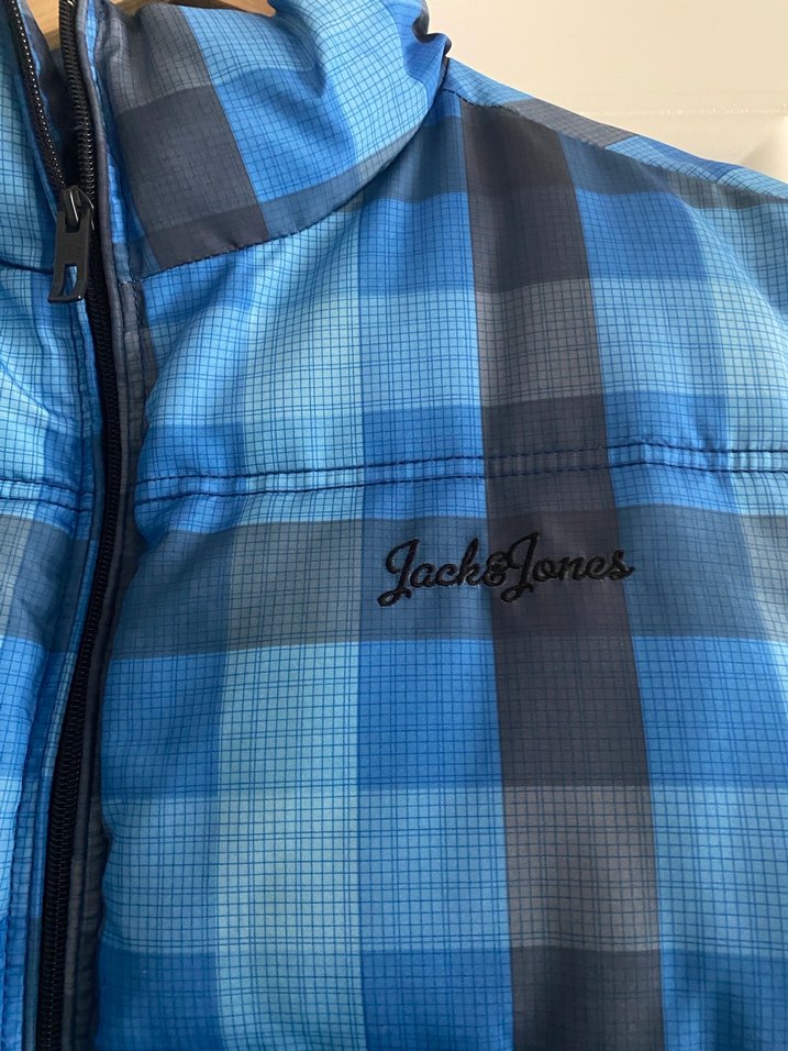 Jack&Jones Mavi Ekose Fermuarlı Yelek - Görsel 3