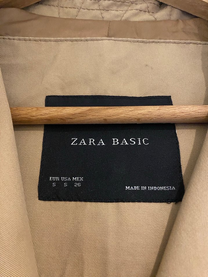 Zara Bej Midi Kadın Trençkot, Kemerli, Regular Fit - Görsel 4