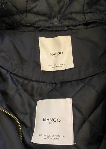 Mango Kürklü Kapüşonlu Lacivert Midi Kadın mont - Görsel 2