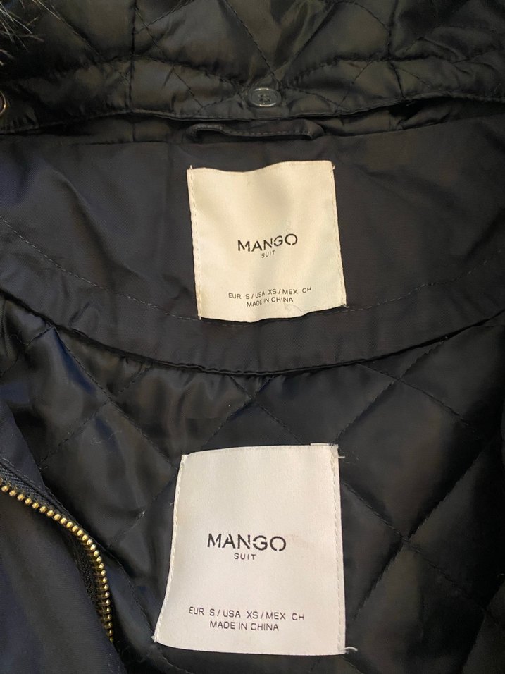 Mango Kürklü Kapüşonlu Lacivert Midi Kadın mont - Görsel 2